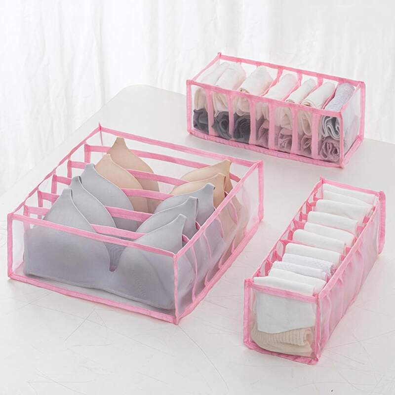 

3pcs Underwear Storage Box, Pink