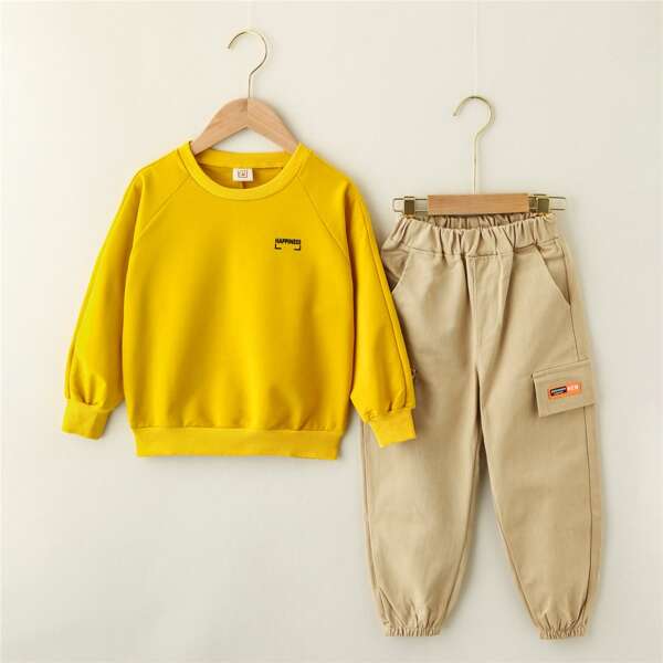 

Toddler Boys Letter Graphic Raglan Sleeve Sweatshirt & Pants, Multicolor