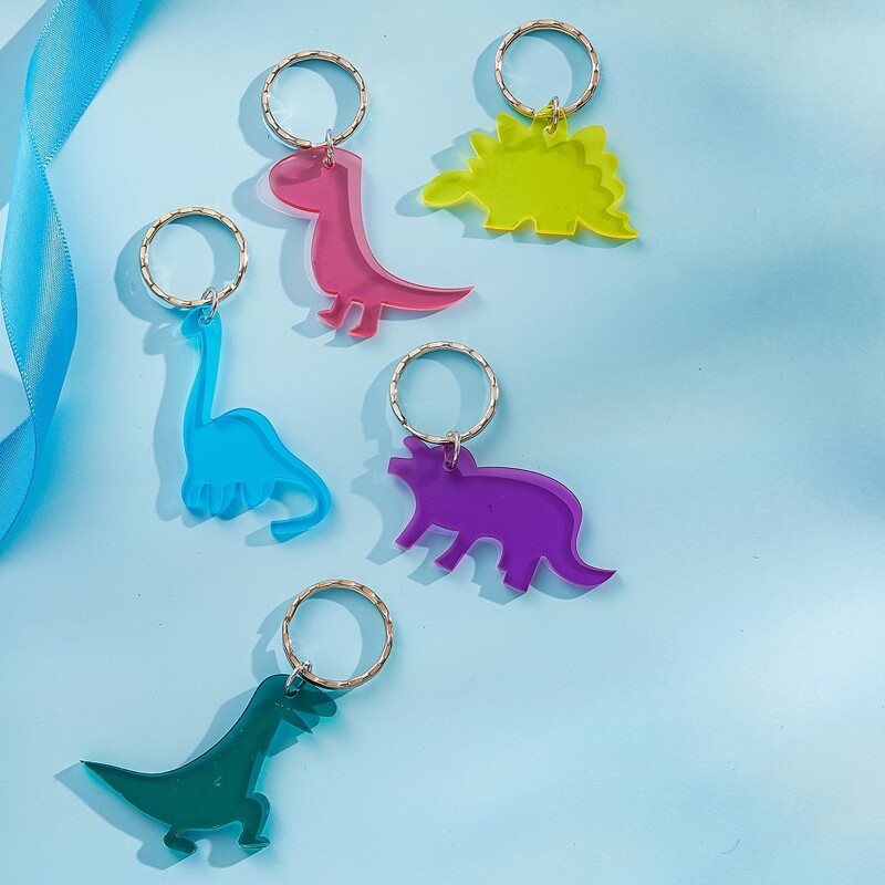 

5pcs Dinosaur Charm Keychain, Multicolor