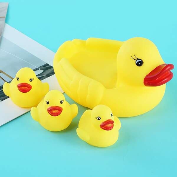

4pcs Kids Cartoon Duck Bath Toy, Yellow