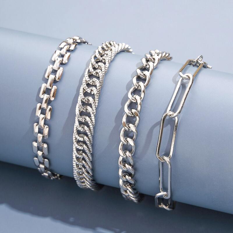 

Guys 4pcs Chain Bracelet, Silver
