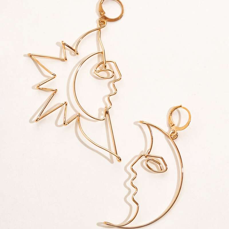 

Sun & Moon Drop Earrings, Gold
