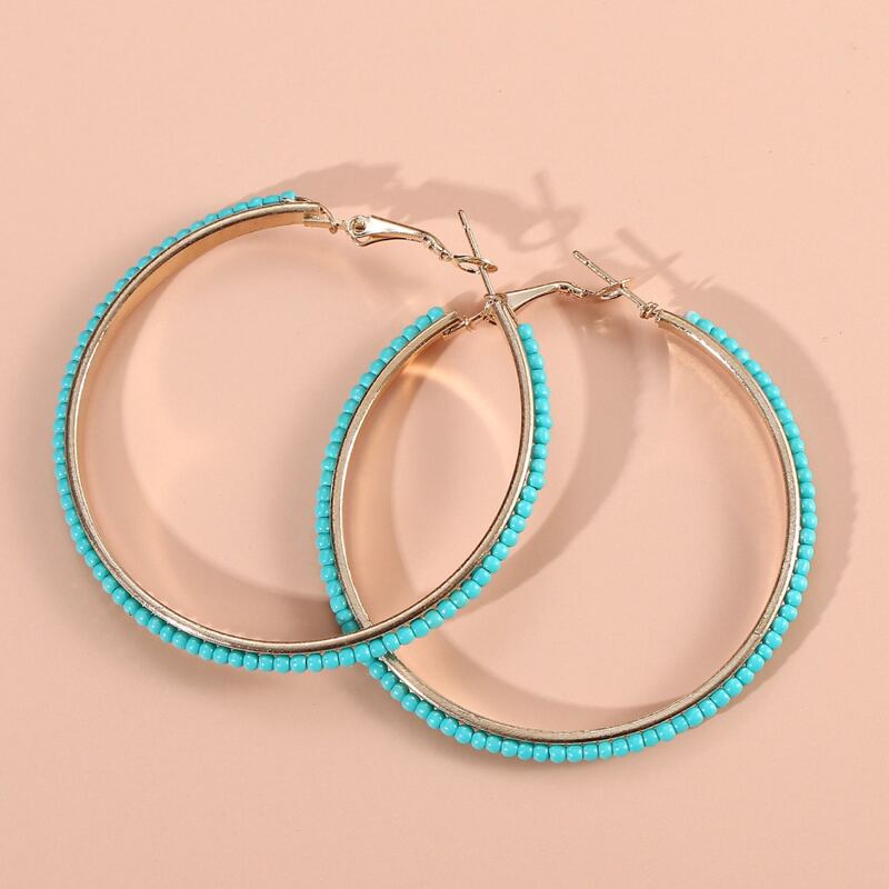 

Beaded Hoop Earrings, Green