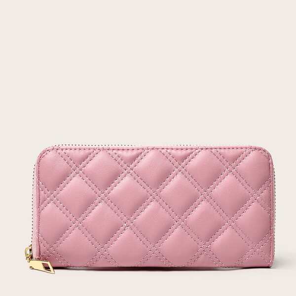 

Quilted Zip Around Purse, Pink