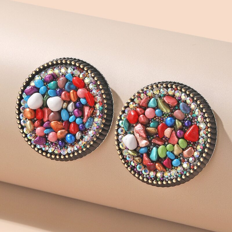 

Colorful Stone Decor Stud Earrings, Multicolor