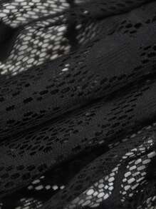 Flower Pattern Scarf - Black - View 3