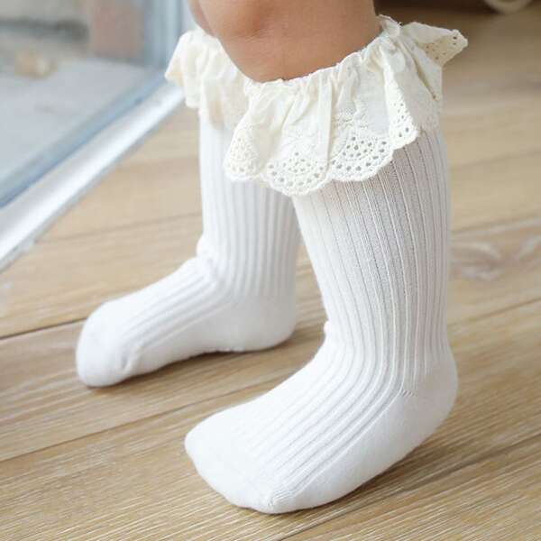 

Baby Lace Trim Socks, White