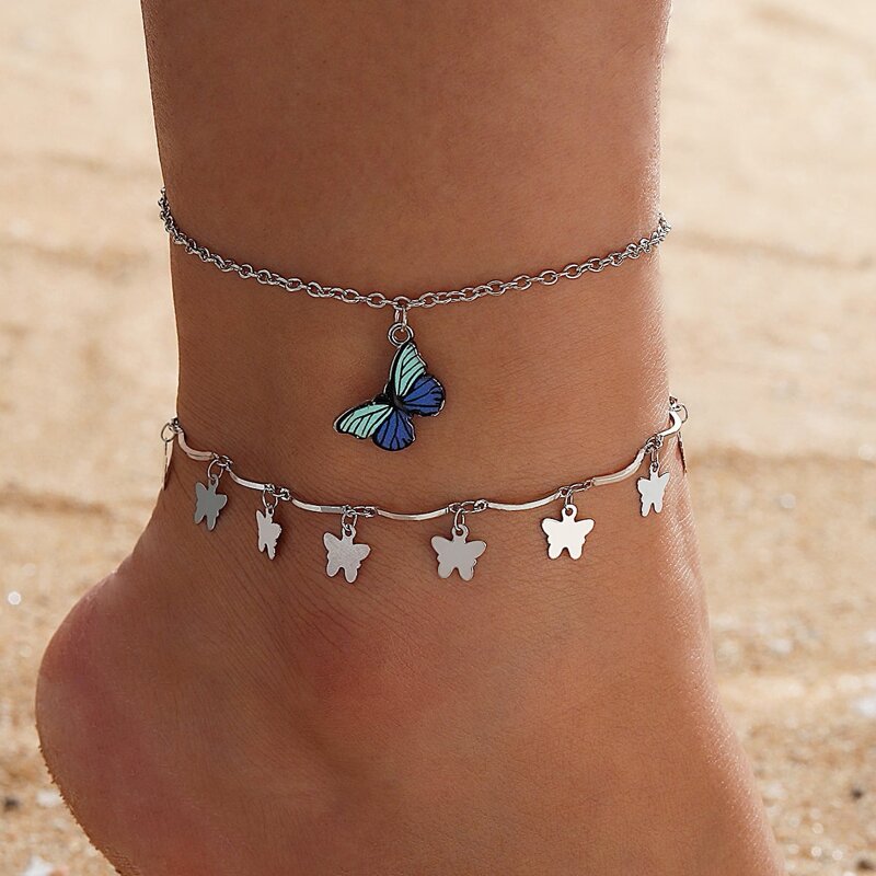 

2pcs Butterfly Anklet, Silver