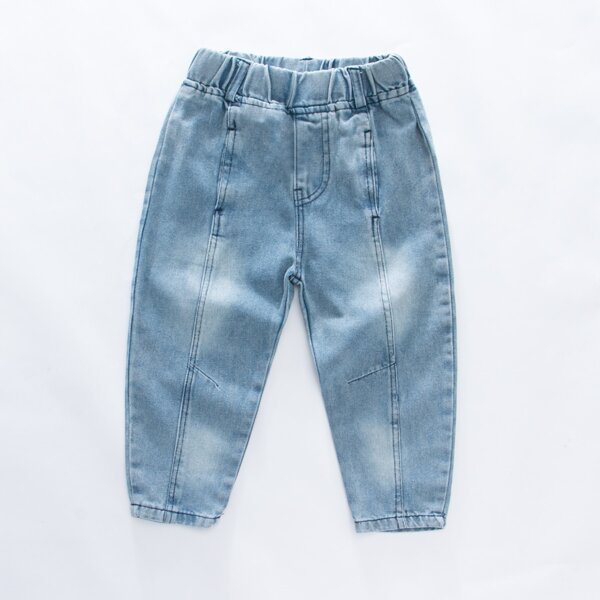 

Toddler Boys Elastic Waist Seam Jeans, Light wash