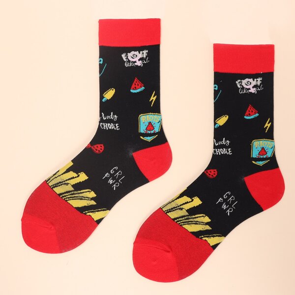 

French Fries & Watermelon Socks, Black
