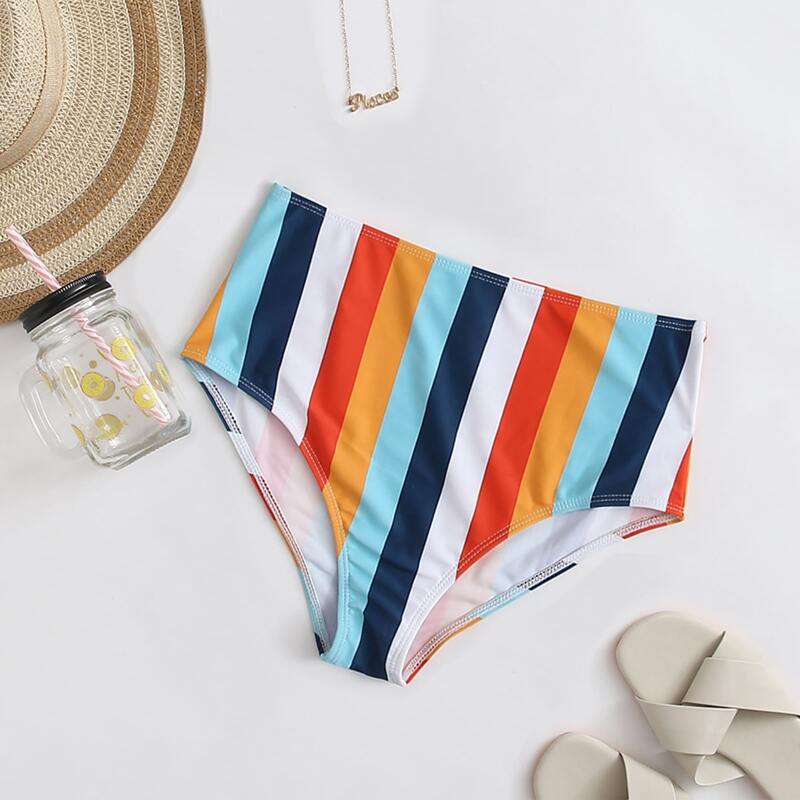 

Colorful Striped High Waisted Bikini Panty, Multicolor