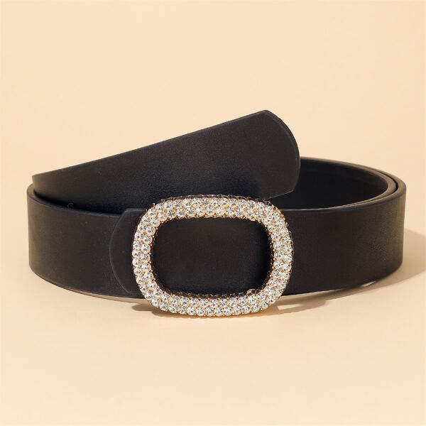 

Rhinestone Decor Buckle Belt, Black