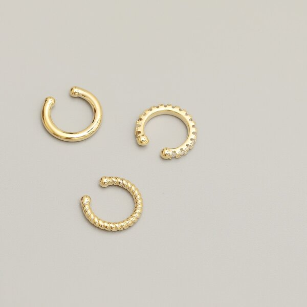 

Gold Plated 3pcs Textured Metal Ear Cuff