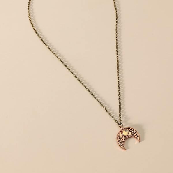 

Moon Charm Necklace, Bronze
