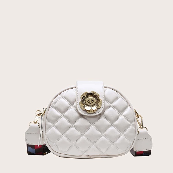 

Quilted Guitar Strap Crossbody Bag, White