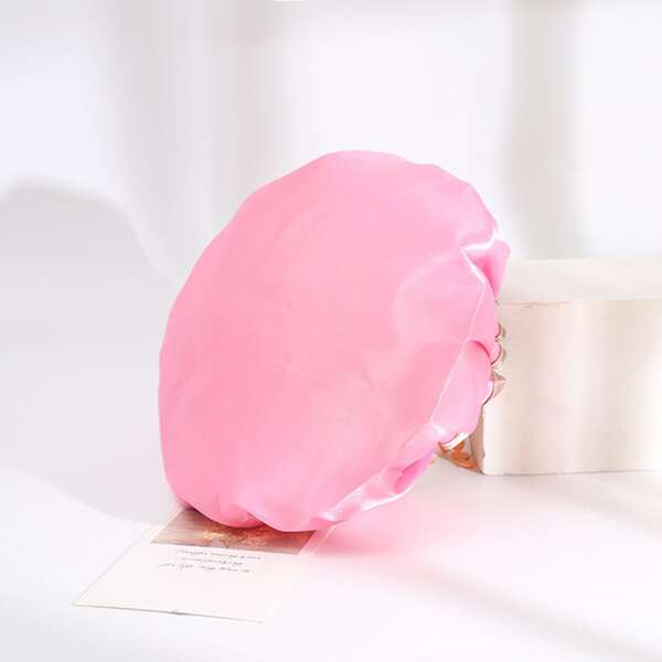 

Plain Waterproof Shower Cap, Baby pink