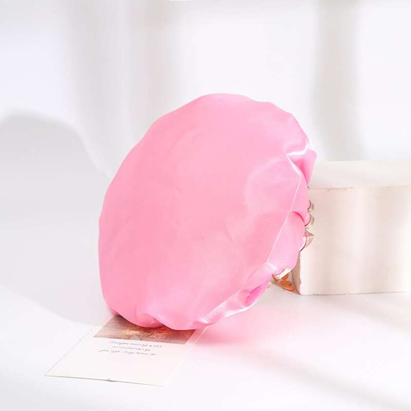 

Plain Waterproof Shower Cap, Baby pink