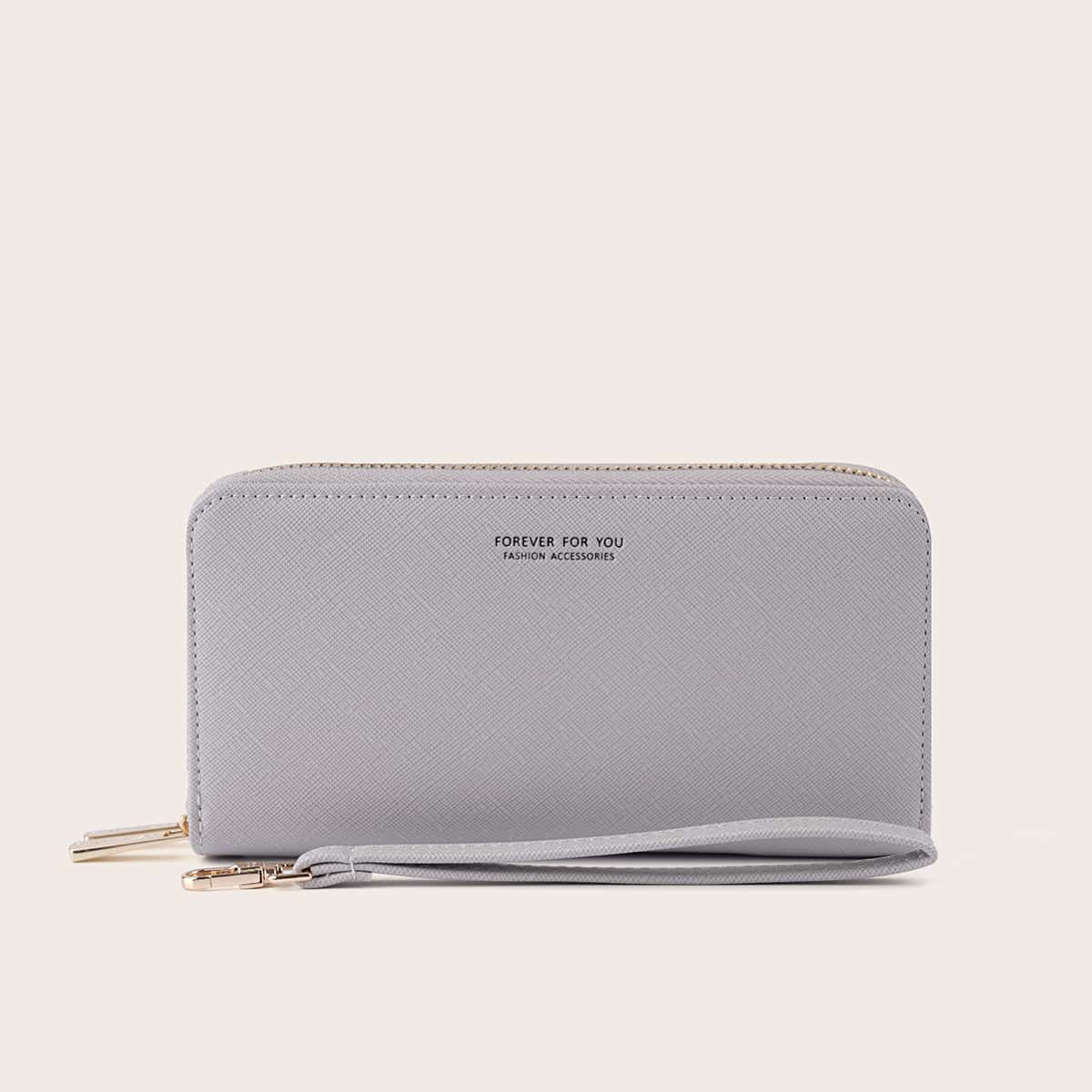 

Letter Graphic Purse With Wristlet, Light grey