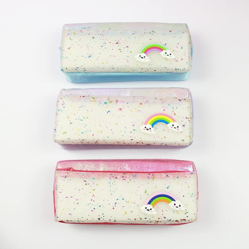 

1pc Rainbow Print Random Pencil Case, Multicolor