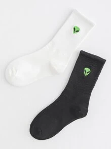 2 pares calcetines de hombres con bordado de extraterrestre - Ver 1