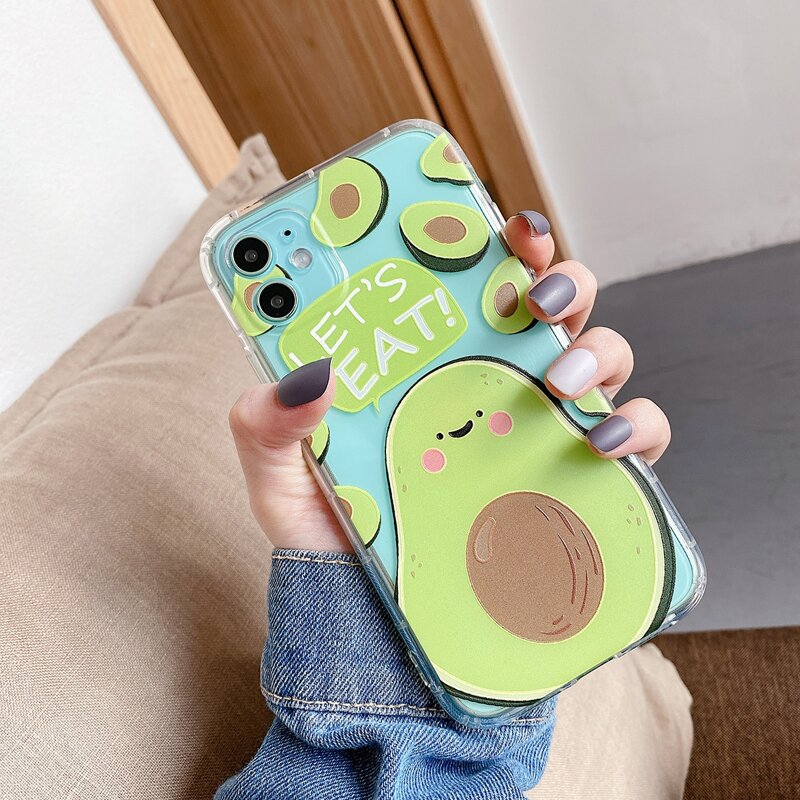 

Cartoon Avocado iPhone Case, Green