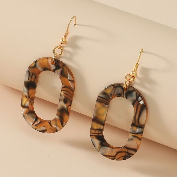 

Hollow Out Geometric Drop Earrings, Khaki