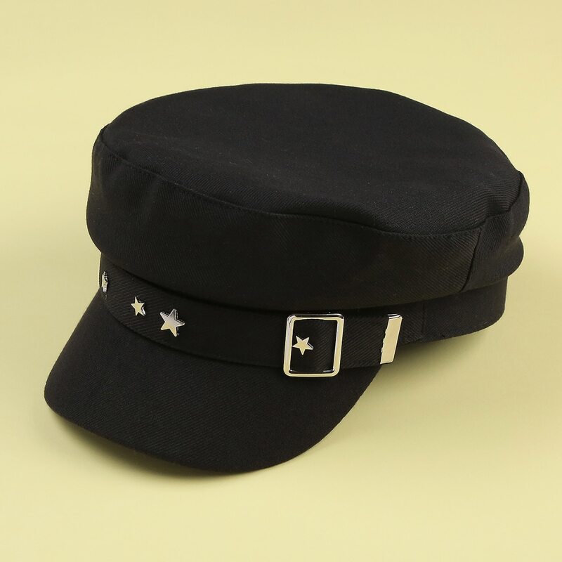 

Star Decor Baker Boy Cap, Black