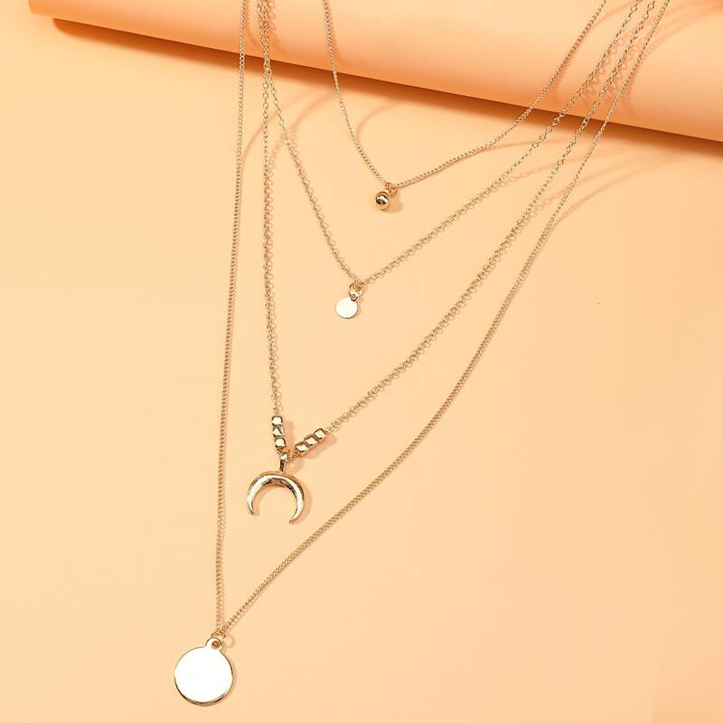 

Moon & Coin Layered Necklace, Gold