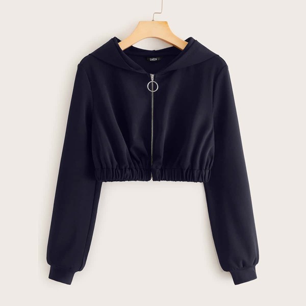 

O-ring Zip Up Hoodie, Navy blue