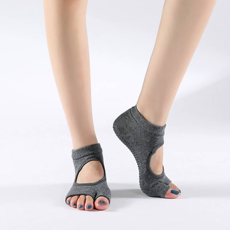 

1pair Yoga Open Toe Socks, Dark grey