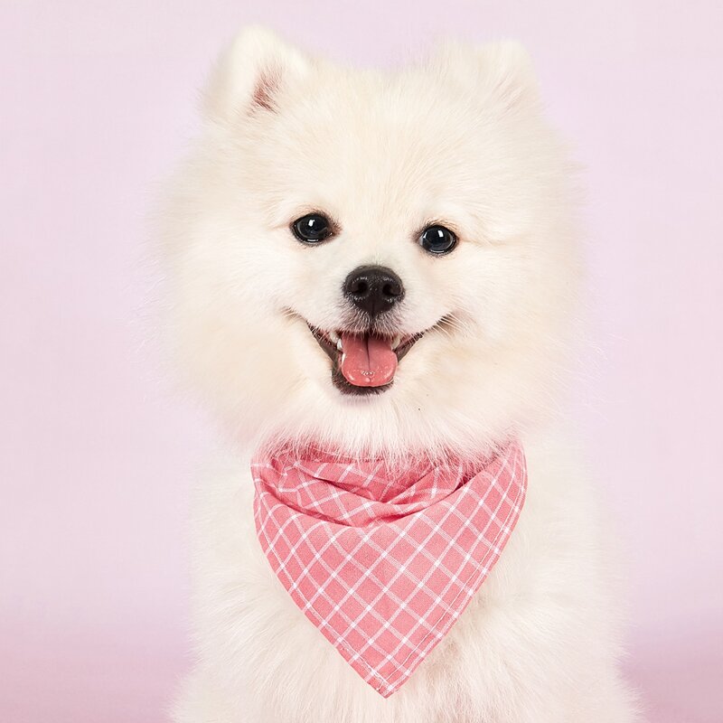 

1pc Dog Plaid Bib, Pink