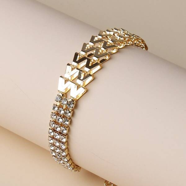 

Rhinestone Decor Hollow Out Bracelet, Gold