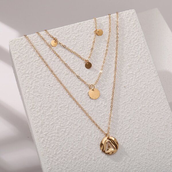 

Disc Charm Layered Necklace, Gold