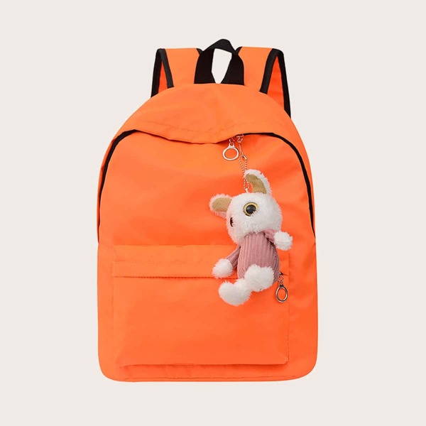 

Pocket Front Backpack With Toy Charm, Orange