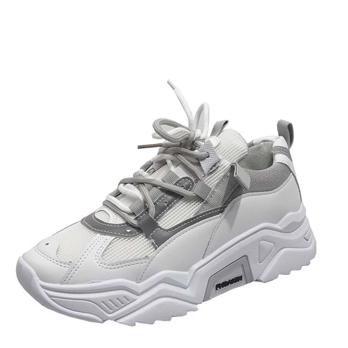 

Lace-up Front Chunky Sneakers, Grey