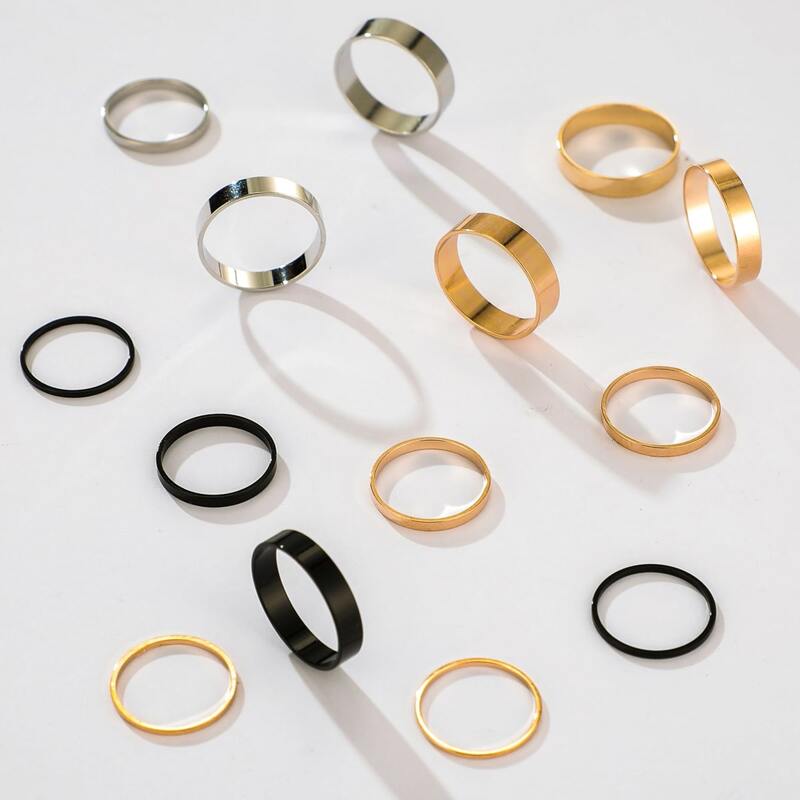 

14pcs Simple Ring, Multicolor