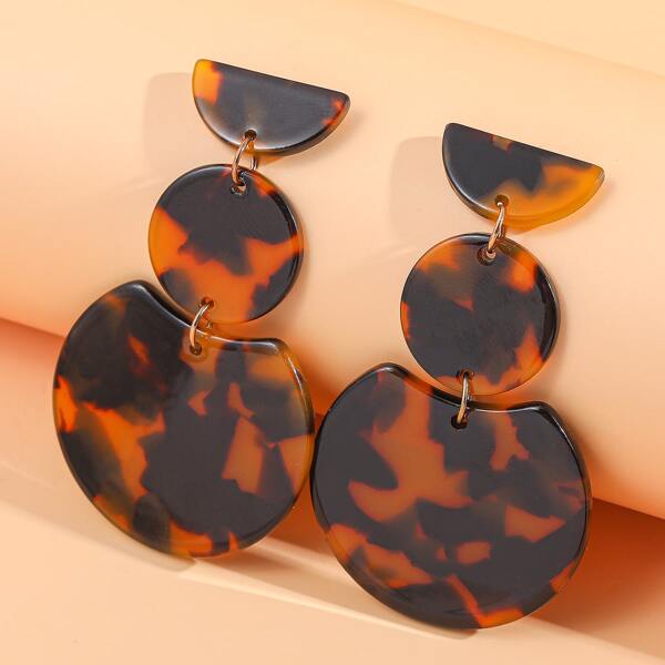 

Tortoiseshell Pattern Round Drop Earrings, Multicolor