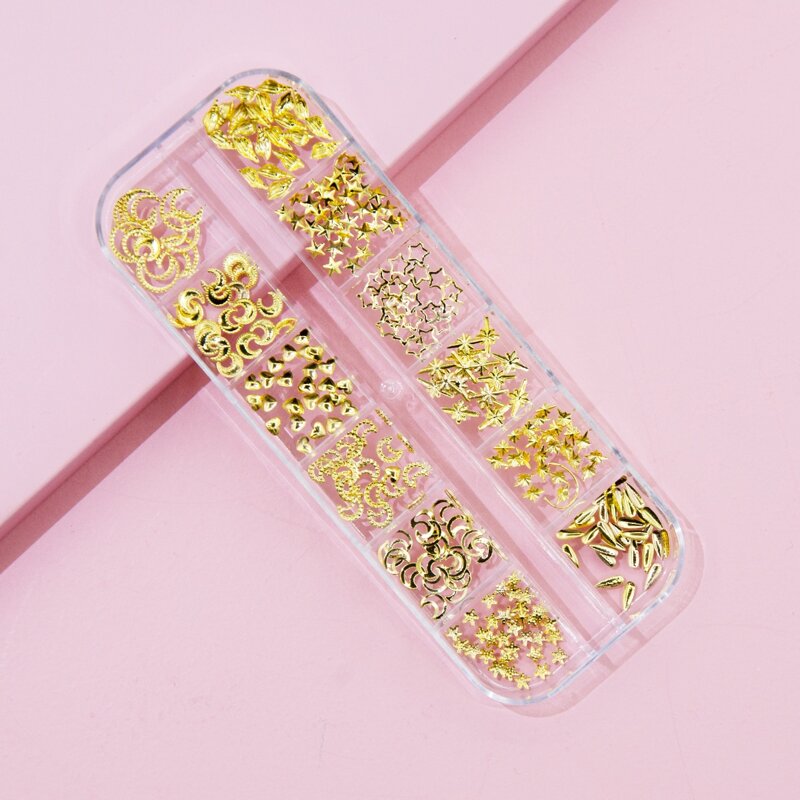 

1box Minimalist Nail Art Decoration, Gold