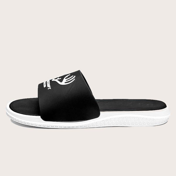 

Men Antlers & Letter Detail Slides, Black