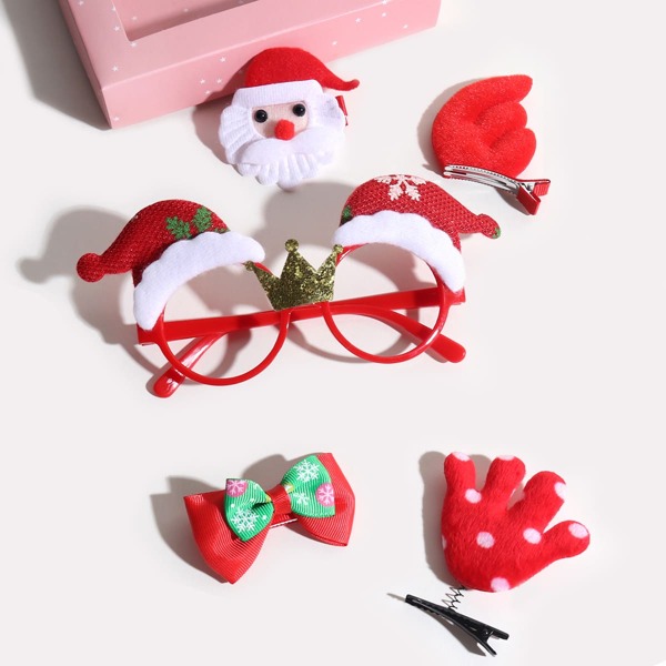 

5pcs Baby Christmas Bow Knot Decor Hair Accessories, Multicolor