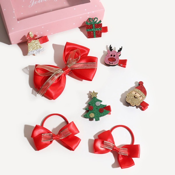 

8pcs Baby Christmas Bow Knot Decor Hair Accessories, Multicolor