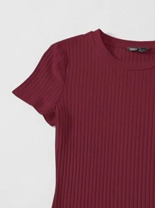 Muchica 羅紋針織素色洋裝 - 紫紅色 - 查看 4