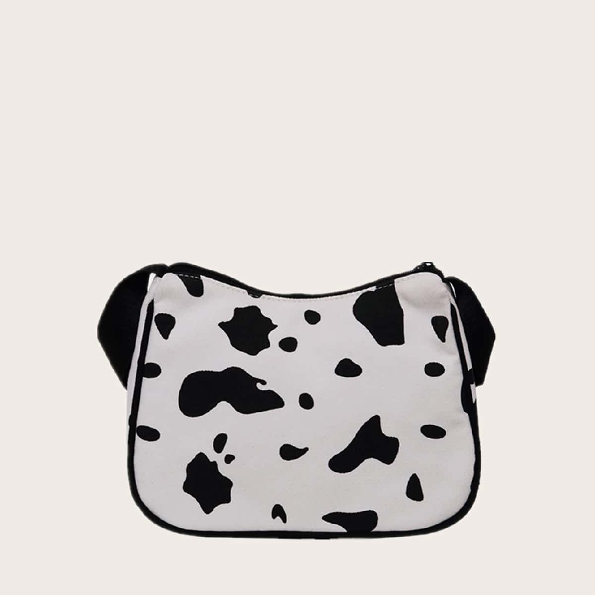 

Cow Pattern Shoulder Bag, Black and white