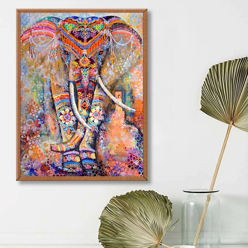 

Elephant Print DIY Diamond Painting, Multicolor