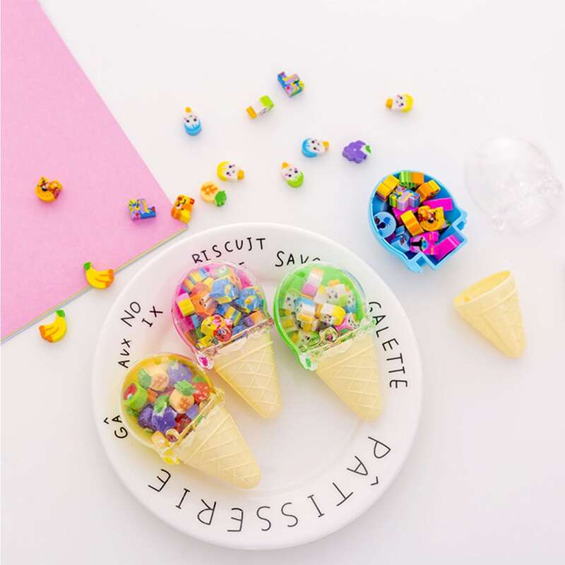

1box Ice Cream Shaped Random Eraser, Multicolor