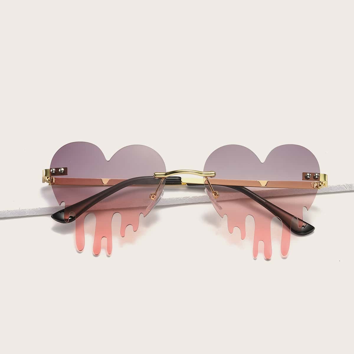 

Rimless Heart Frame Sunglasses, Multicolor