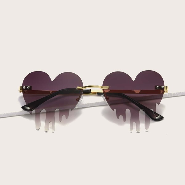

Rimless Heart Frame Sunglasses, Grey