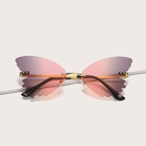 

Rimless Butterfly Frame Sunglasses, Multicolor