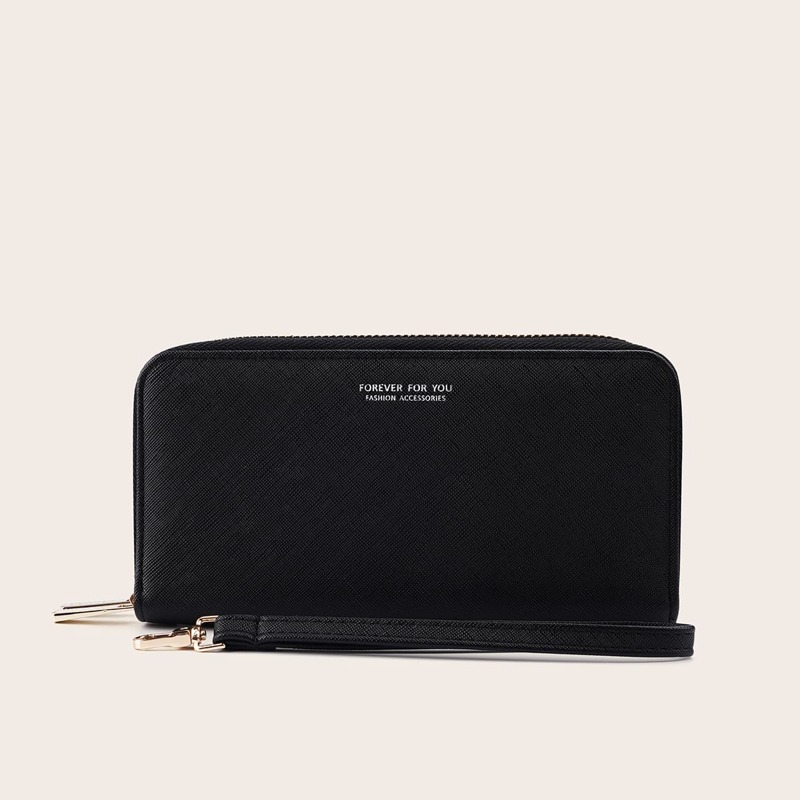 

Letter Graphic Purse With Wristlet, Black