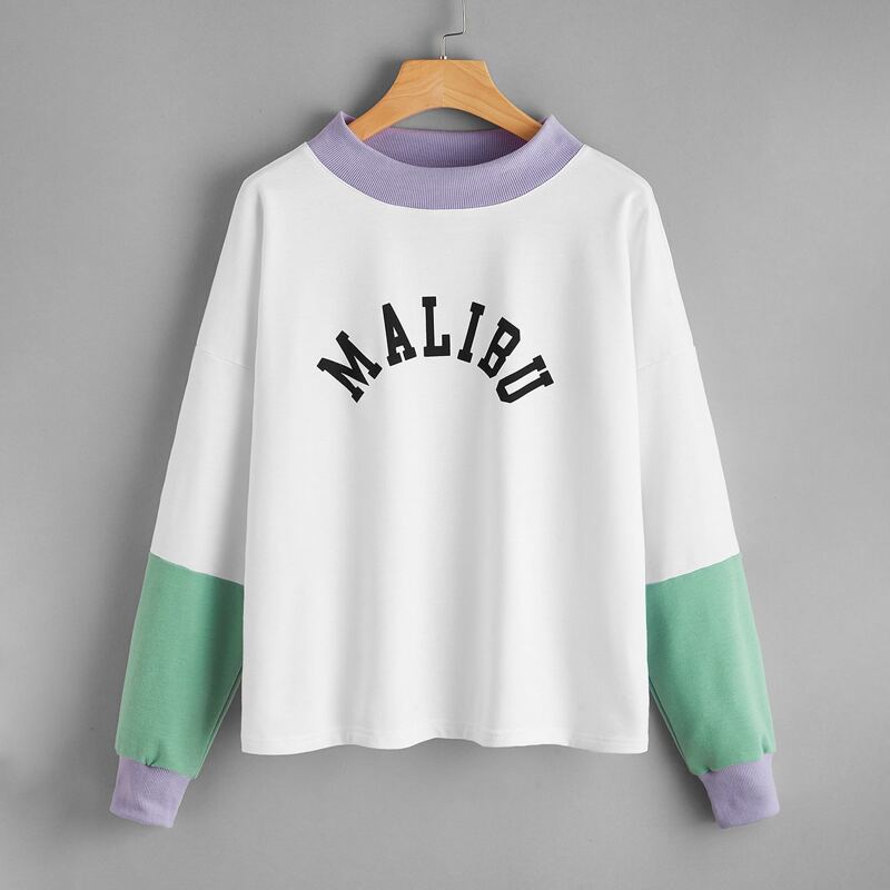 

Colorblock Letter Oversized Sweatshirt, Multicolor